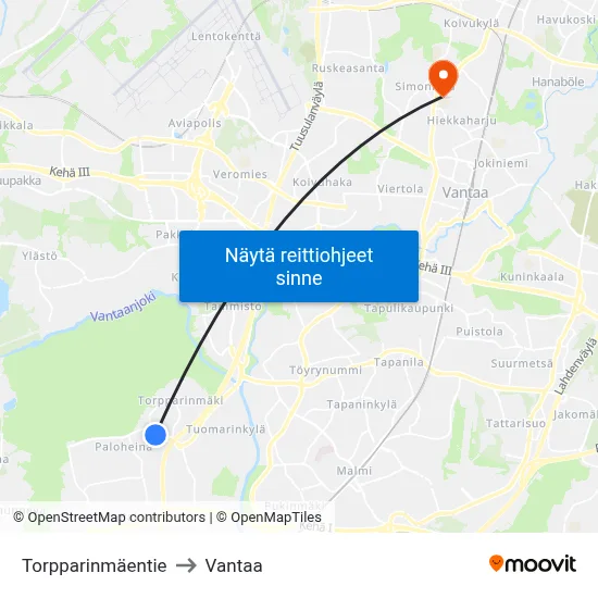 Torpparinmäentie to Vantaa map