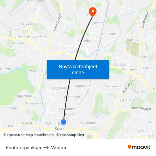Ruotutorpankuja to Vantaa map