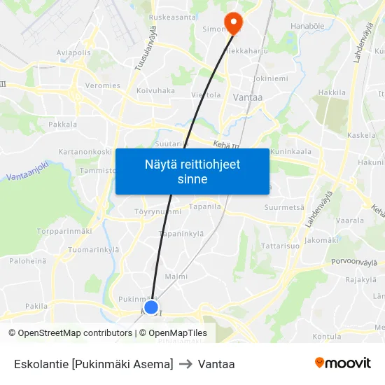 Eskolantie [Pukinmäki Asema] to Vantaa map