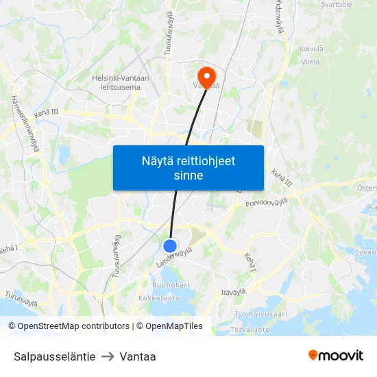Salpausseläntie to Vantaa map