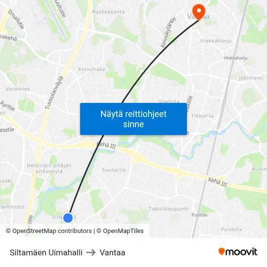 Siltamäen Uimahalli to Vantaa map