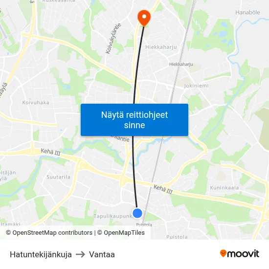 Hatuntekijänkuja to Vantaa map