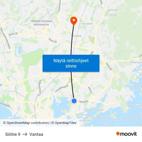 Siilitie 9 to Vantaa map