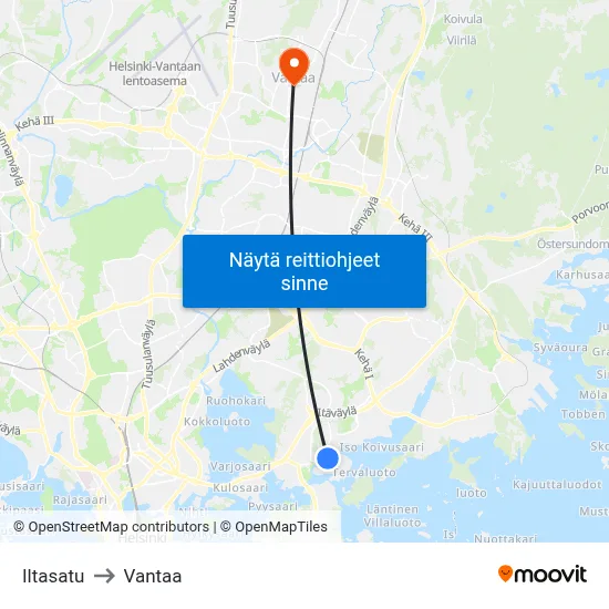 Iltasatu to Vantaa map