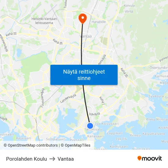 Porolahden Koulu to Vantaa map