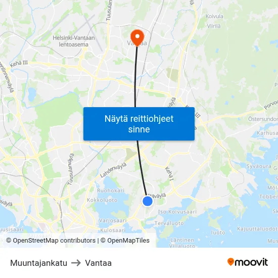 Muuntajankatu to Vantaa map