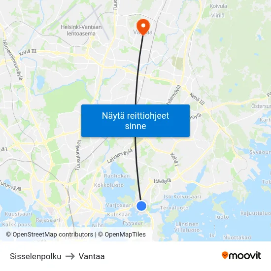 Sisselenpolku to Vantaa map