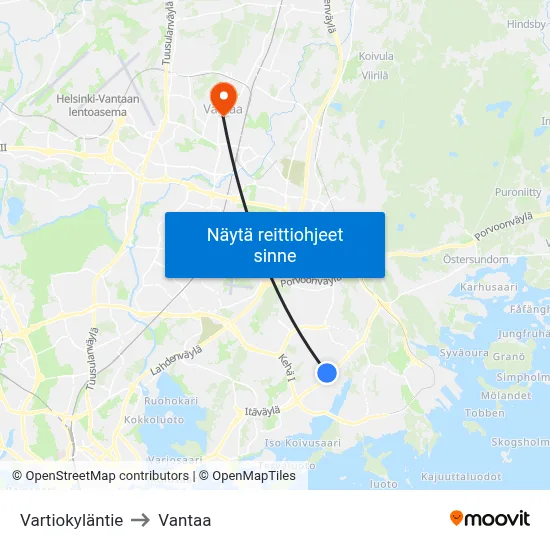Vartiokyläntie to Vantaa map