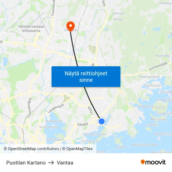 Puotilan Kartano to Vantaa map