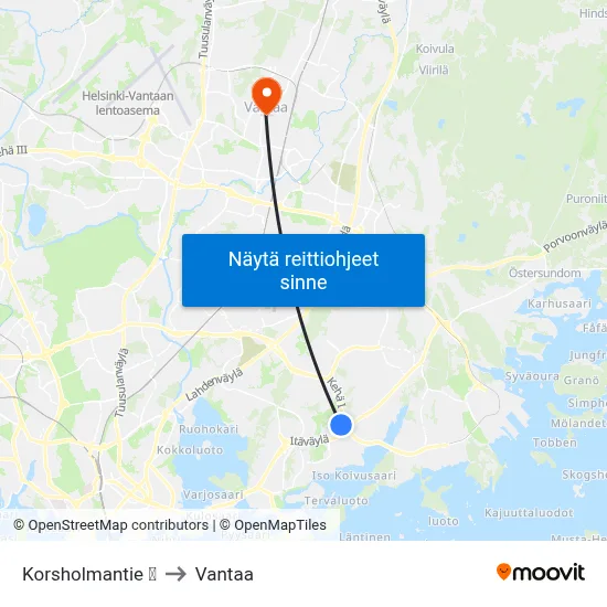 Korsholmantie 🛍️ to Vantaa map