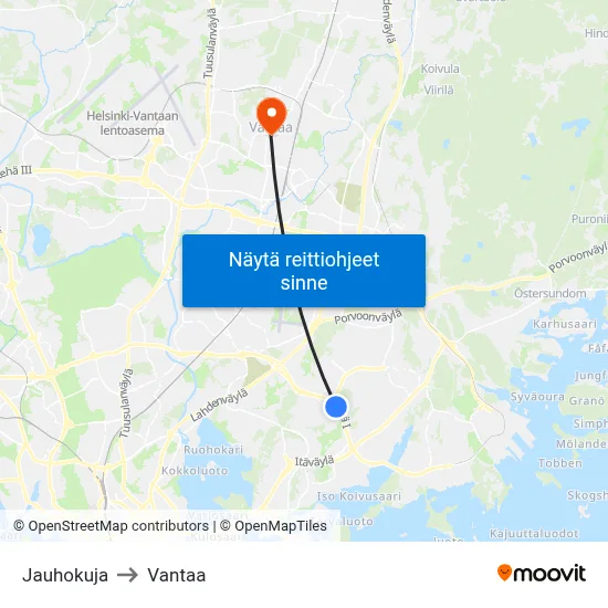 Jauhokuja to Vantaa map