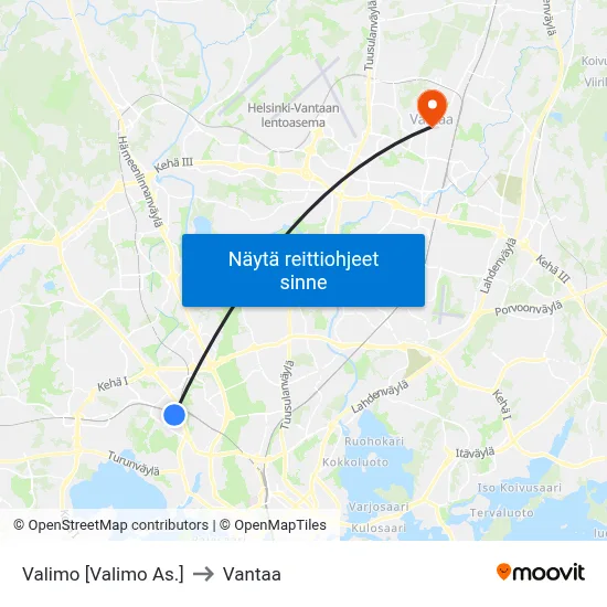 Valimo [Valimo As.] to Vantaa map