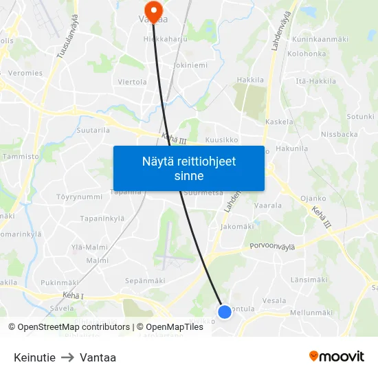 Keinutie to Vantaa map