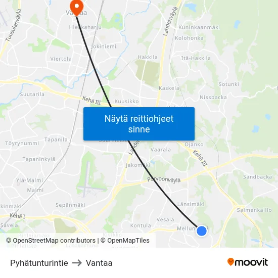 Pyhätunturintie to Vantaa map