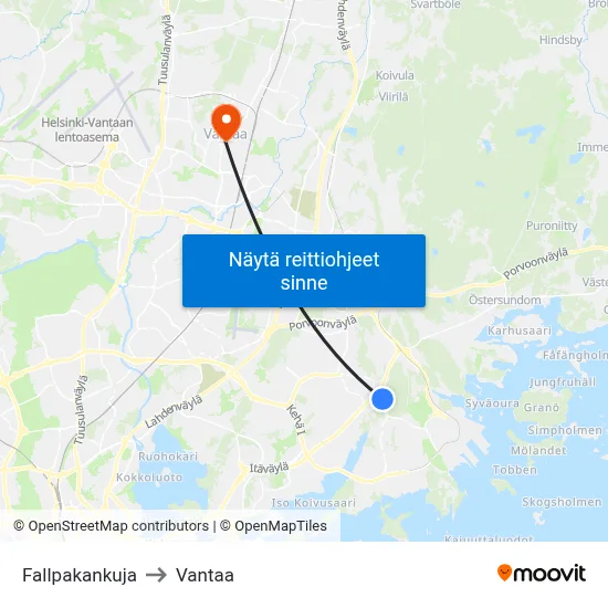 Fallpakankuja to Vantaa map