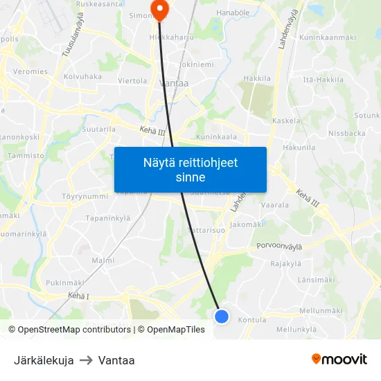 Järkälekuja to Vantaa map