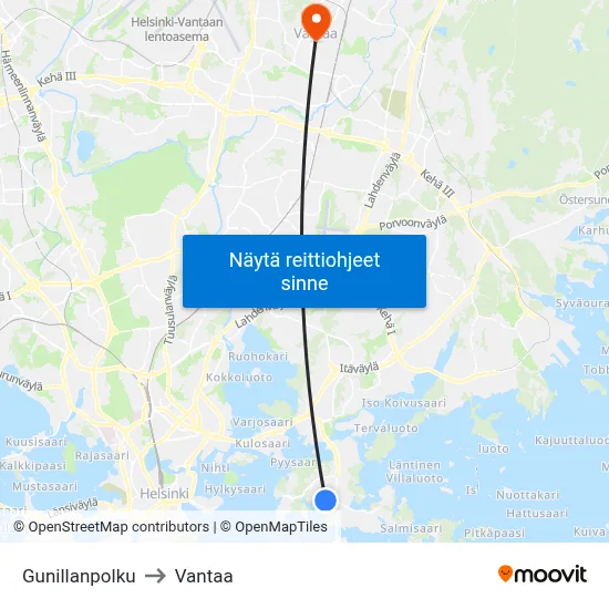 Gunillanpolku to Vantaa map