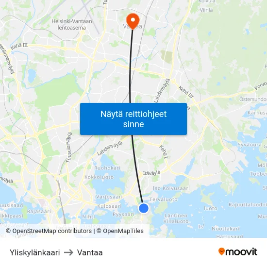 Yliskylänkaari to Vantaa map
