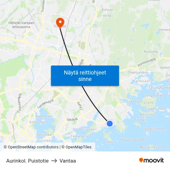 Aurinkol. Puistotie to Vantaa map