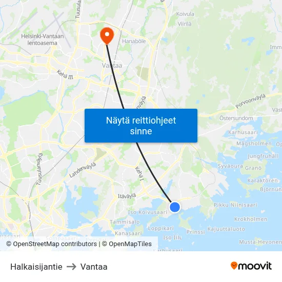 Halkaisijantie to Vantaa map
