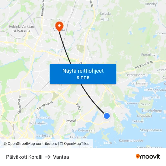 Päiväkoti Koralli to Vantaa map