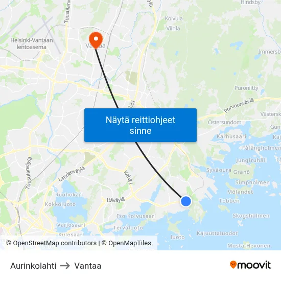Aurinkolahti to Vantaa map