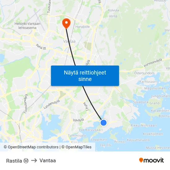 Rastila Ⓜ️ to Vantaa map