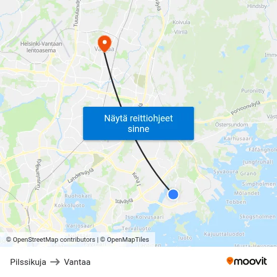 Pilssikuja to Vantaa map