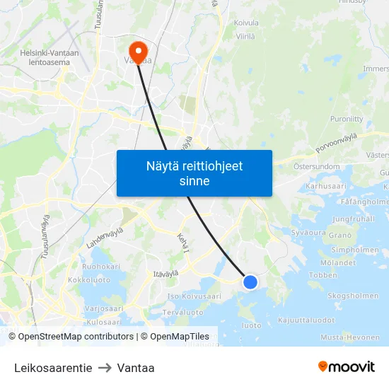 Leikosaarentie to Vantaa map