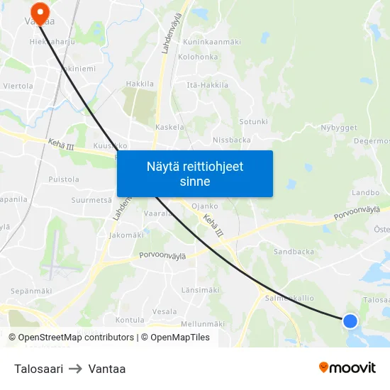 Talosaari to Vantaa map