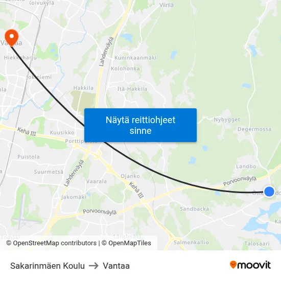Sakarinmäen Koulu to Vantaa map