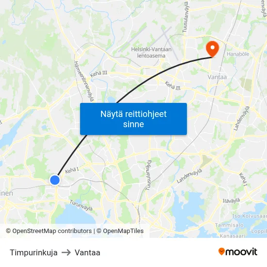 Timpurinkuja to Vantaa map