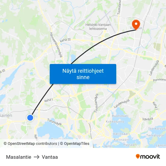 Masalantie to Vantaa map