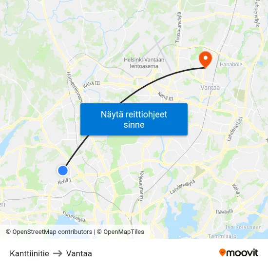 Kanttiinitie to Vantaa map