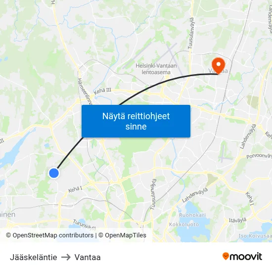 Jääskeläntie to Vantaa map