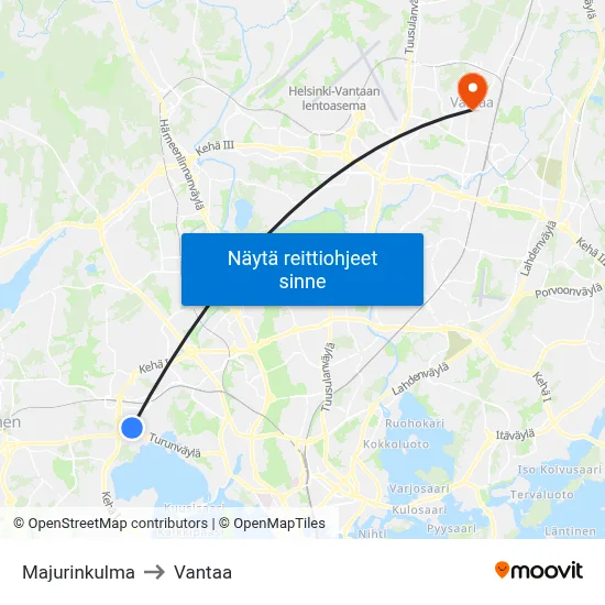 Majurinkulma to Vantaa map