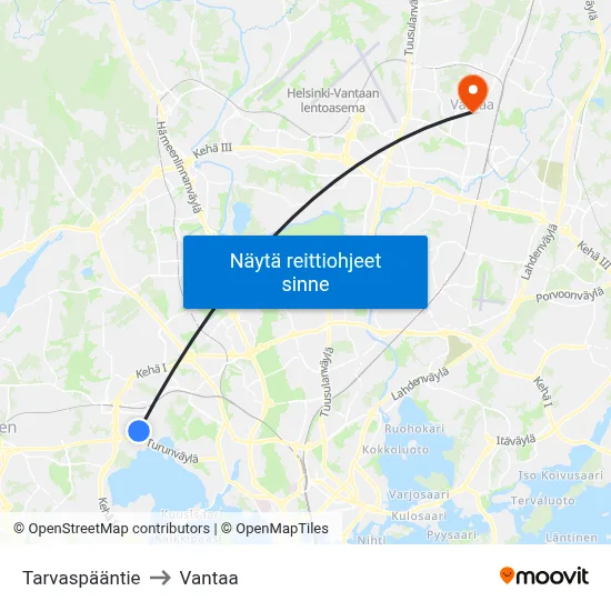 Tarvaspääntie to Vantaa map