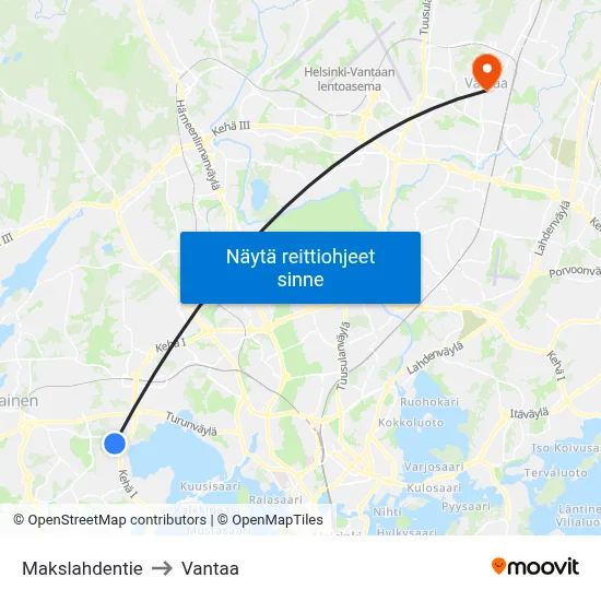 Makslahdentie to Vantaa map