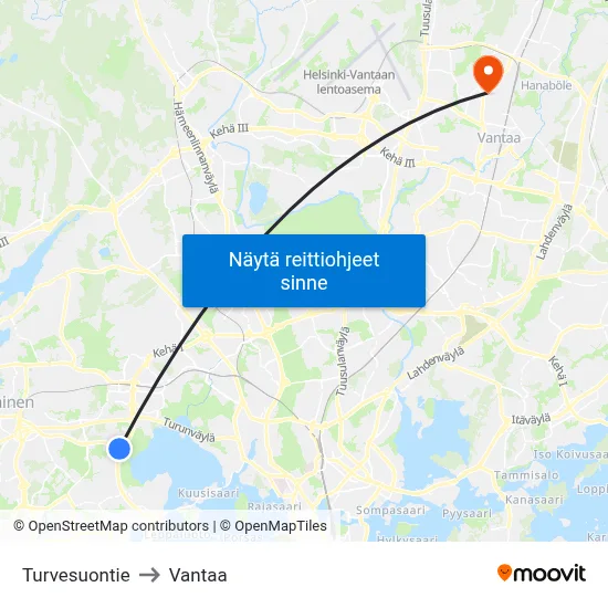 Turvesuontie to Vantaa map