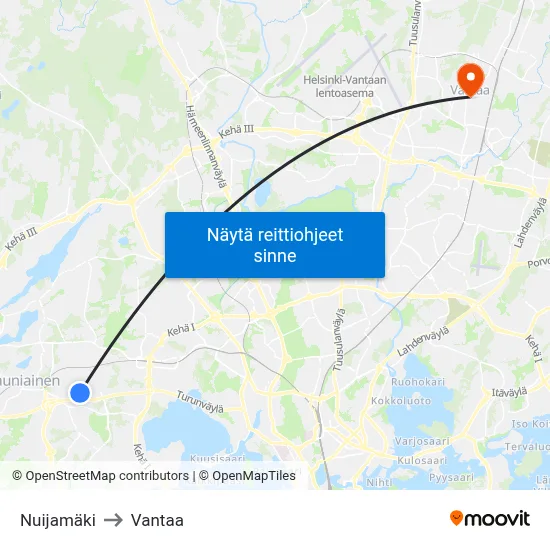 Nuijamäki to Vantaa map