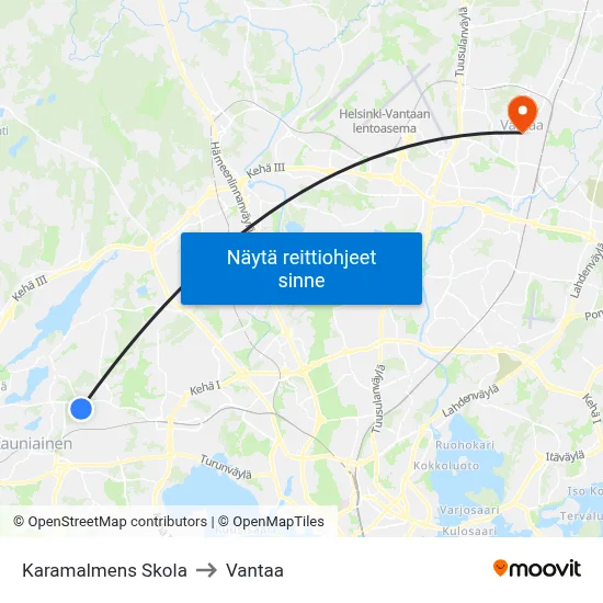 Karamalmens Skola to Vantaa map