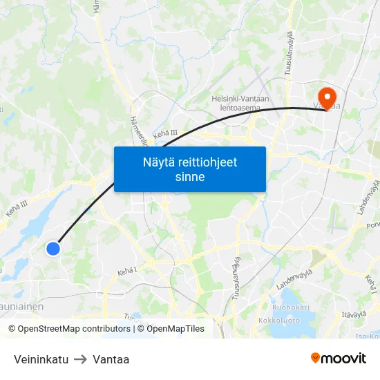 Veininkatu to Vantaa map