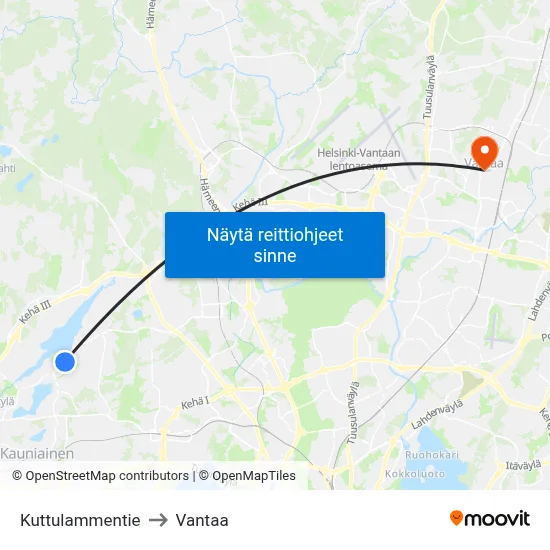 Kuttulammentie to Vantaa map