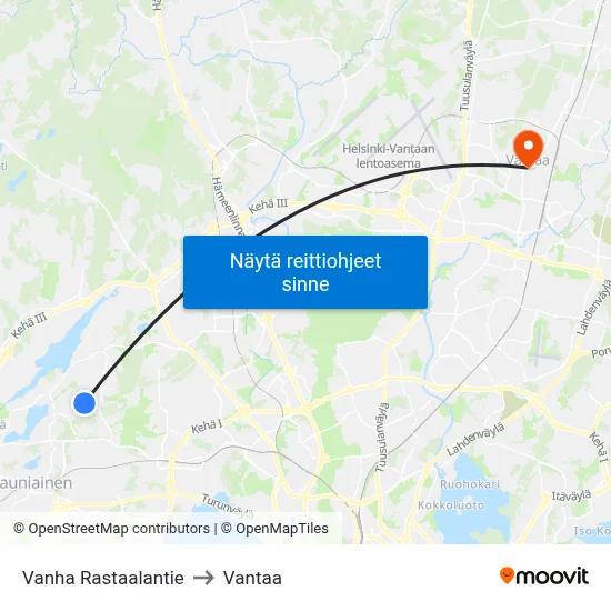 Vanha Rastaalantie to Vantaa map