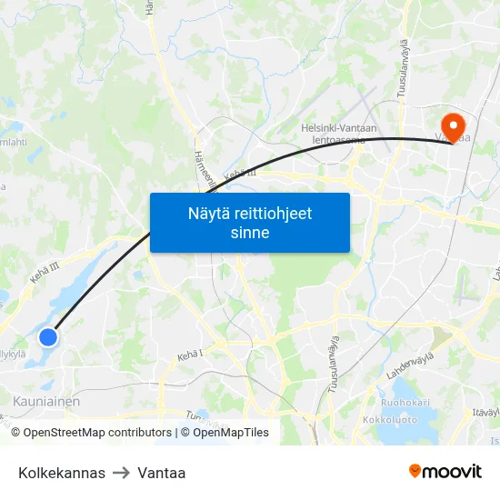 Kolkekannas to Vantaa map
