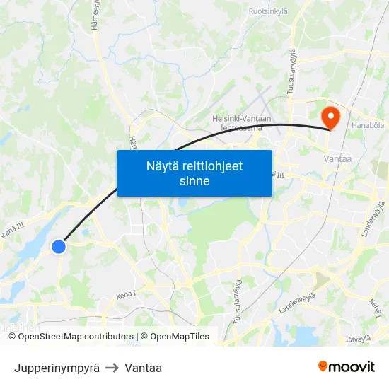 Jupperinympyrä to Vantaa map