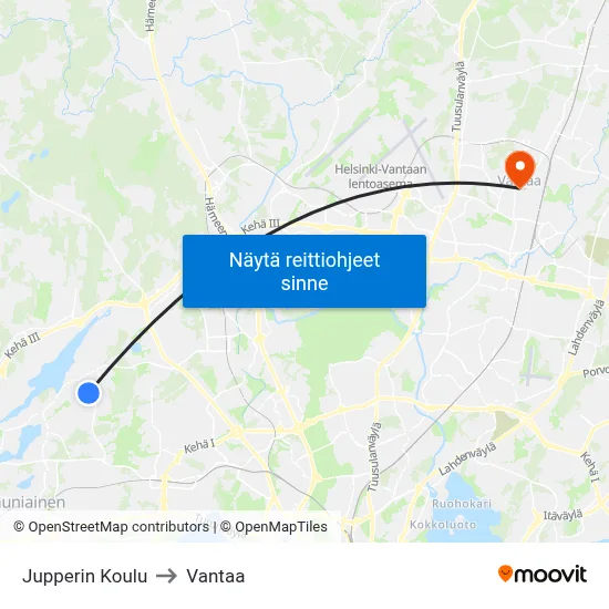 Jupperin Koulu to Vantaa map
