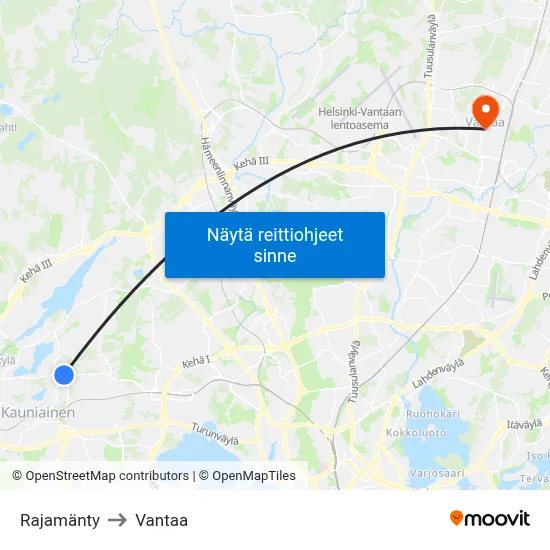 Rajamänty to Vantaa map