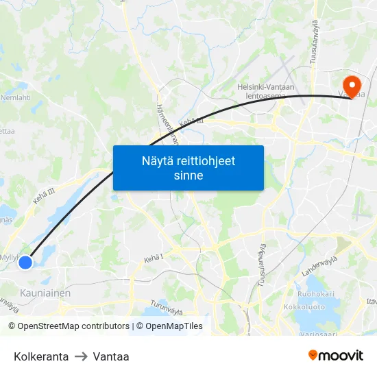 Kolkeranta to Vantaa map