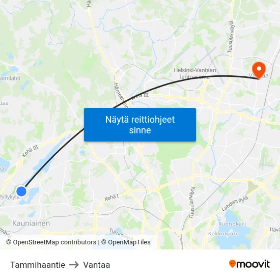 Tammihaantie to Vantaa map